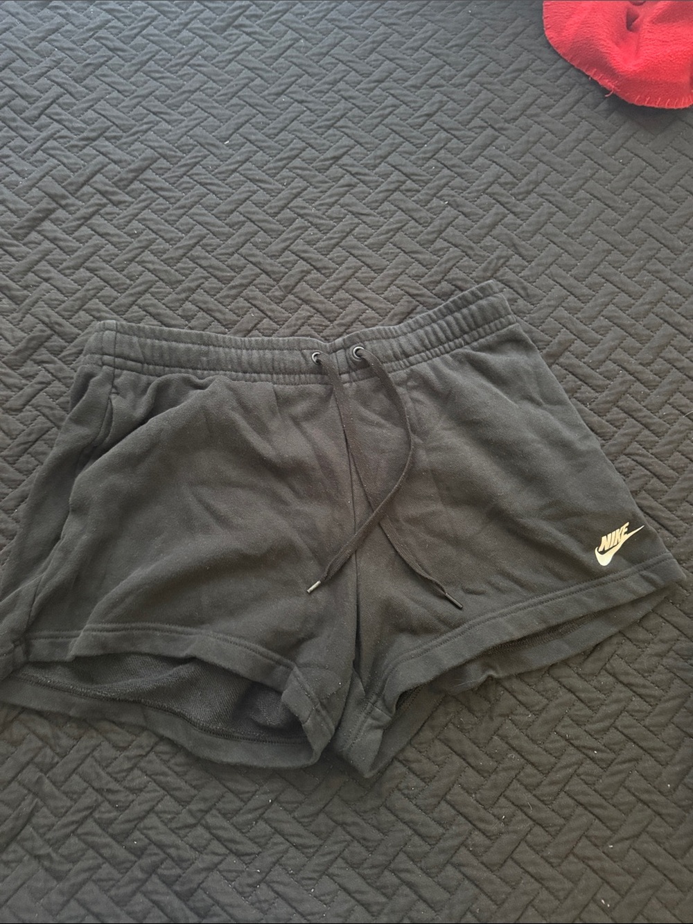 Nike Black Women's Athletic Fleece Shorts with White Logo